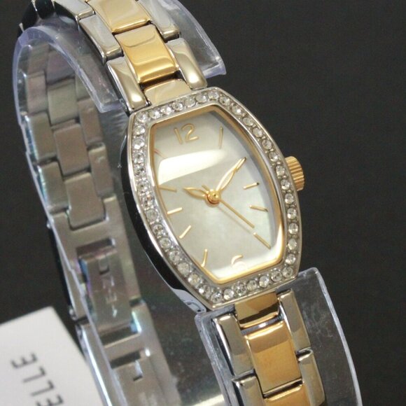 Caravelle Ladies Classic Dress Watch By Bulova Mother Of Pearl With Crystals - Picture 5 of 13